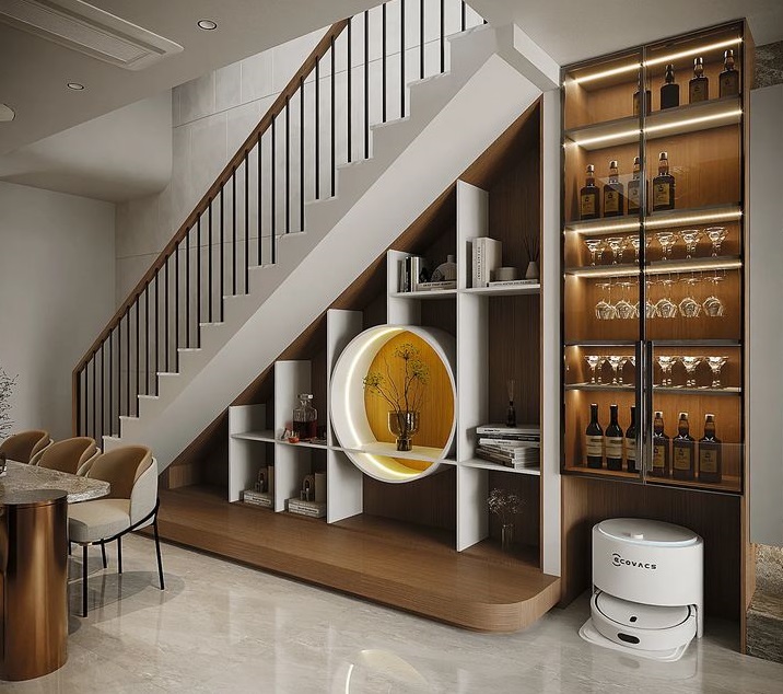 trang tri tu gam cau thang 